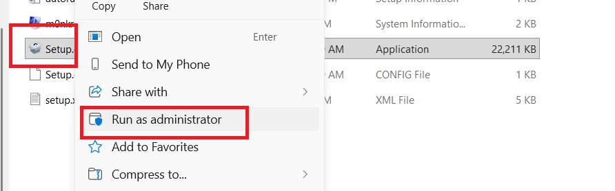 chạy file setup