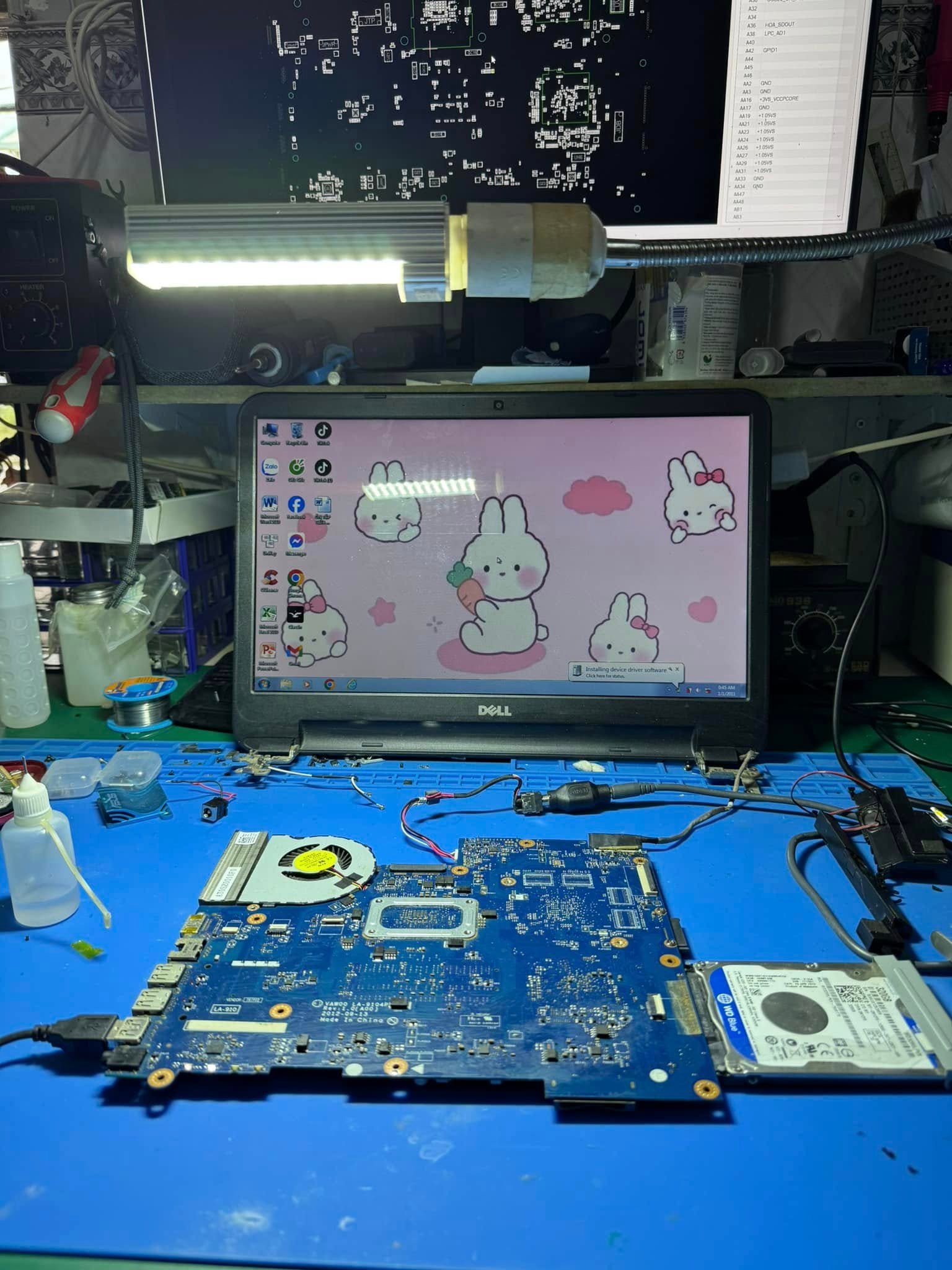 sửa laptop bị hư main lỗi mất nguồn 5v cho khách đường nơ trang long